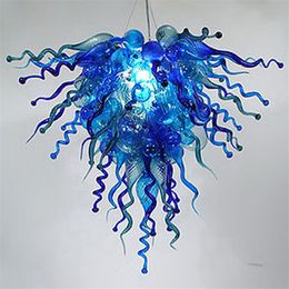 Nodic Design Blue Chandeliers Chain Pendant Lights Livingroom H otel Hand Blown Glass Modern Art Style Chandelier Lamp
