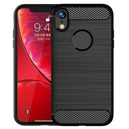 For Iphone XR Case Carbon Fibre Soft TPU Back Cover For Iphone 12 11 8 8plus