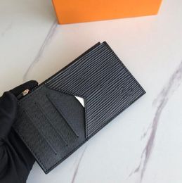 Business Casual Cowhide Coin Purses Water Ripple Men's Zipper Card Holders Wallets Brand Design Multiple Cards Slot Women Clutch Bags Famous Ladies Purse