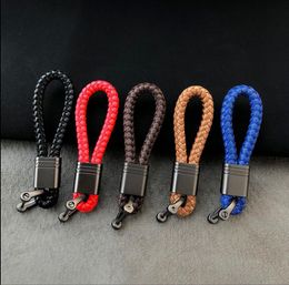 Multi-Color Leather Rope Strap Weave Key ring chain For Car Bags Keychain Gift