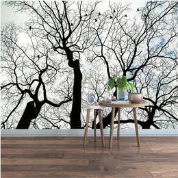 3d Customised wallpaper 3d stereoscopic wallpaper Branch flying bird wallpapers simple TV background wall