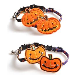 Pet Halloween Cat Collar pumpkin accessories removal Dog Collars with Bell 4 style T2I52524