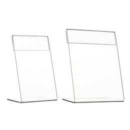 Advertising Display Acrylic L Sign Price Label Holders Stands for Paper Tag Card Signage Promotion Clear Vertical T1.2mm 50pcs