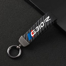 Keychains Fashion Motorcycle Carbon Fibre Leather Rope Keychain Key Ring For G 310R G310R Accessories