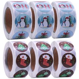 Gift Wrap 500pcs/roll Merry Christmas Stickers For Seal Labels 1 Inch Bag/box Packaging Xms Party Offer Stationery Sticker