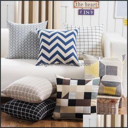 Bedding Supplies Textiles Home & Garden 45X45Cm Striped Pillowcase Geometric Throw Er Printing Cushion Pillow Case Bedroom Office Vt0095 Dro