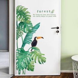 Tropical Leaf Wall Sticker DIY Fresh Green Life Art Decal Door Wall Decoration for Living Room Kitchen Home Decor Murals 210310