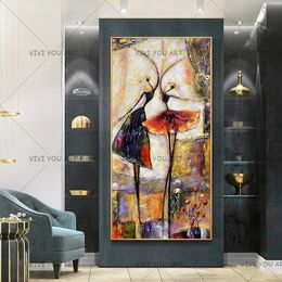 Hot sale Dancing Girl Oil Painting on Canvas Hand Painted abstract figure wall art picture for living room home decor 210310