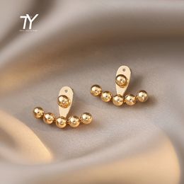 Design Sense Back Hanging Gold Bean Earrings For Woman Korean Fashion Jewelry Unusual Accessories For New Goth Party Girls