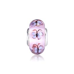 Butterfly Glass Charm Sterling Silver Jewelry Beads For Jewelry Making Fits Original Charms Bracelets For Woman Q0531