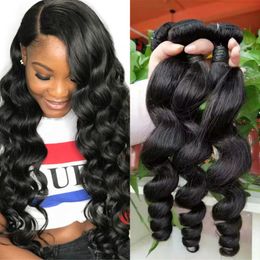 Peruvian Weave Loose Wave Hair Bundles Natural Color 9A Remy Human Hair Double Wefts 3 Pieces