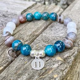 MG1368 New Design Gemini Zodiac Bracelet Women`s Gemini Season Jewellery Natural AA Grade Botswana Agate and Apatite Bracelets