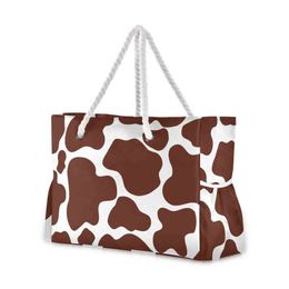 Shopping Bags Nylon Shoulder Bag for Women Koreans Large Tote Shopper Bags Handbag Cloth Shopping Bag Reusable Eco Leopard Print Beach Bags 220310