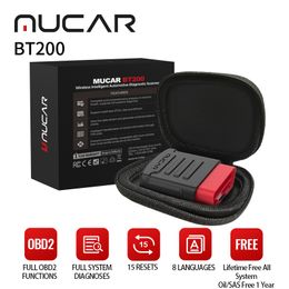 -Thinkcar Mucar Bt200 Outil de diagnostic de voiture OBD2 Scanner Système complet 15 Réinitialiser 1 an Mise à jour de l'huile SAS