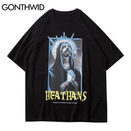Hip Hop Tshirts Creative Jesus God Prayer Short Sleeve Tees Shirt Streetwear Punk Rock Gothic T-Shirts Men Tops 210602