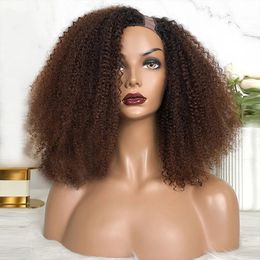 Afro Kinky U Part Wig Human Hair Wigs For Women 250% Brazilian Us Shape Wigs Jerry Curly Glueless Easy Instal Full Machine