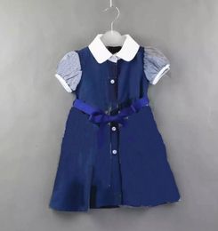 Girls Dress Designer Kids Clothes Summer Plaid Princess Short Sleeve Cotton 2-6T Baby Girl Dresses