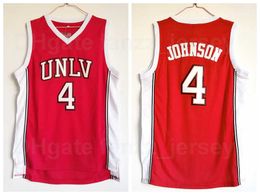 UNLV Running REBEL College 4 Larry Johnson Jersey University Basketball Red Colour Team Breathable Sports Pure Cotton Stitched And Sewn On Excellent Quality