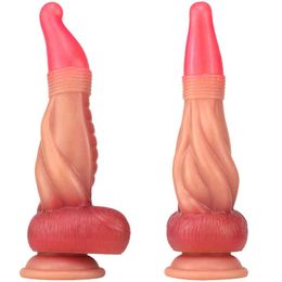 NXY Dildos Anal Toys Little Red Riding Hood Shaped Simulation Penis Sensual Comrades Female Masturbation Expansion Silicone Adult Fun Products 0225