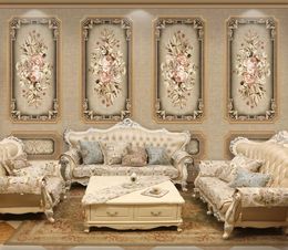 Custom wallpaper 3d mural European retro style art flower living room sofa TV background wall cafe hotel mural