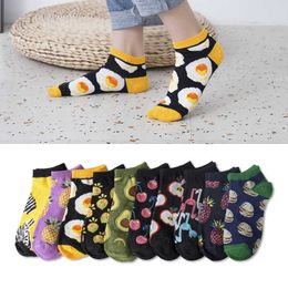 Boat socks men's summer ladies shallow mouth thin oil painting avocado astronaut spring and X0710