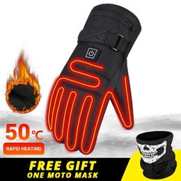 Winter Motorcycle Gloves Heated Water-resistant Motorbike Biker Moto Guantes Touch Screen Battery Powered Riding Heating Gloves H1022