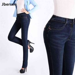 Spring Mom Skinny Jeans Woman High Waist Plus Size Autumn Winter Denim Pants Stretch Ladies Brand Jean Women's Trousers 210629