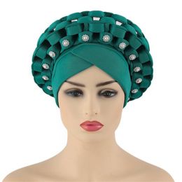2Pcs Flower Cap African Women Head Scarf Turban Bonnet Hat Auto Gele Hair Loss