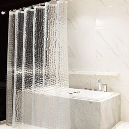 Duschvorhänge, 3D-Wasserwürfel, transparenter Bad-PEVA-Vorhang mit 12 Haken für Zuhause, Badezimmer-Zubehör, Baden