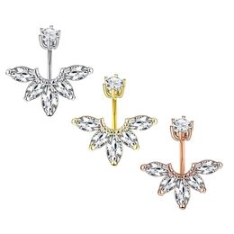 Dangle Flower Body Piercing Jewellery Double-end CZ Belly Button Barbells Zircon Navel Ring with Flowers