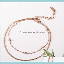 Link, Bracelets Jewelrylink, Chain Two Layers Snake Rose Gold Colour Link Bracelet With 5Cm Extending Length Stainless Steel Statement Jewelr