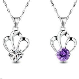 Crystal Womens Necklaces Pendant Crown Amethyst Jewellery Fashion mix gold silver plated