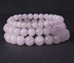 Outras j￳ias corporais j￳ias de j￳ias solteiras joias de j￳ias de 10 mm de rosa fosca pulseira de pedras preciosas de pedra rosa quartzo redonda
