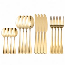 Gold Cutlery Set Western Flatware 16pcs Knife Fork Spoon Dinner Service Stainless Steel Dinnerware Set Cutlery Tableware Sets 211112