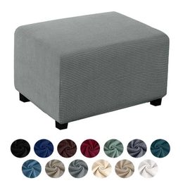 2 Sizes Footstool Cover Jacquard Fabric Footrest Flexible Furniture Protection Removable Ottoman For Home 211207