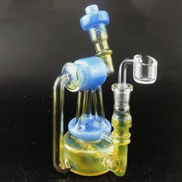 Unique Sidecar hookah Glass Bongs Dab Rig Inline Perc Heady Water Pipe Bong Robot Fumed Hanger Pipes 7.5 Inch 14mm smoking