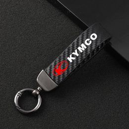 Keychains Fashion Motorcycle Carbon Fibre Leather Rope Keychain Key Ring For KYMCO AK550 DOWNTOWN Accessories