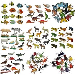 Wild Marine Animals Dinosaur Farm Insects Small Animal Simulation Animal Model Toy Action Figures Set Figurines Toy For Kid Gift C0220