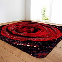 3D Carpets Romantic Rose Sunflower Area Rug Parlor Big Carpets Mat Soft Flannel Valentine's Day Home Living Room Rug and Carpet 210727