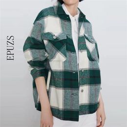 Vintage pink red green plaid shirt women tops warm long sleeve blouse casual button office ladies shirts korean fashion clothing 210922