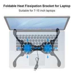 usb laptop cooler pad Australia - Laptop Cooling Pads Desk Cooler Support Dual Fan Foldable Portable USB Holder Radiator For 7-15 Inch Quiet Silent Octopus