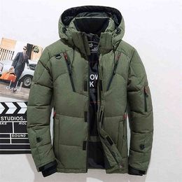 Men Down High Quality Thick Warm Winter Jacket Hooded Thicken Duck Down Parka Coat Casual Slim Overcoat With Many Pockets Mens 210916