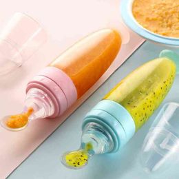 90ML Safe Newborn Baby Feeding Bottle Toddler Silicone Squeeze Feeding Spoon Milk Bottle Training Feeder Food Supplement Tools G1221