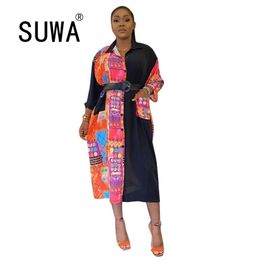 African Dresses For Women Shirts Blouses Arrival Long Sleeve Loose Elegant Work Wear Ladies Dress Free 210525