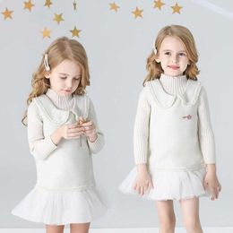 Girls Autumn Dress Winter Plaid Solid Cotton Linen Christmas Party Casual Kids Clothes 2-6Y Toddler Kids Baby Dresses Clothing Q0716