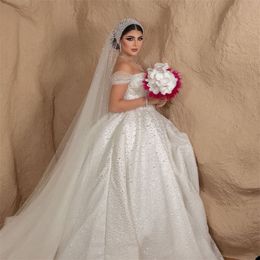 More Pearls Wedding Dress Strapless Off Shoulder Sleevesless Bridal Gowns Sequins Floor Length Graceful Robe de mariee