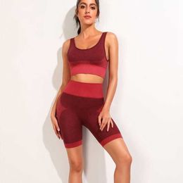 2021 New Women Summer Seamlyoga set FitnSports Suits GYM Clothing Yoga bra High Waist shorts Workout Pants leggings X0629