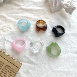 Colourful Transparent Resin Acrylic Ring For Women Fashion Bowknot Rings Jewellery Party