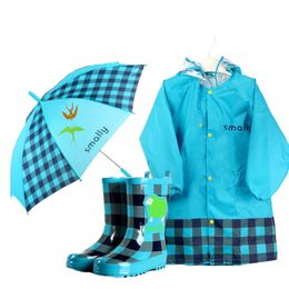 Kids Raincoat Rainshoes Girls Poncho Kids Umbrella Boy Skid-proof Rain Boots Wear-resistant Boots Hooded Raincoats for Schoolbag Rain
