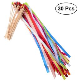 wedding wands bells UK - Party Decoration 50pcs Wedding Wands Ribbon Streamers With Bell Fairy Stick Favors Supplies (Assorted Colors)